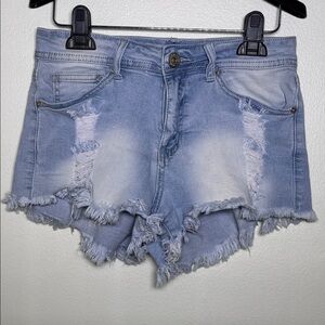 Red Fox Distressed Light Wash Denim Shorts | Size Medium